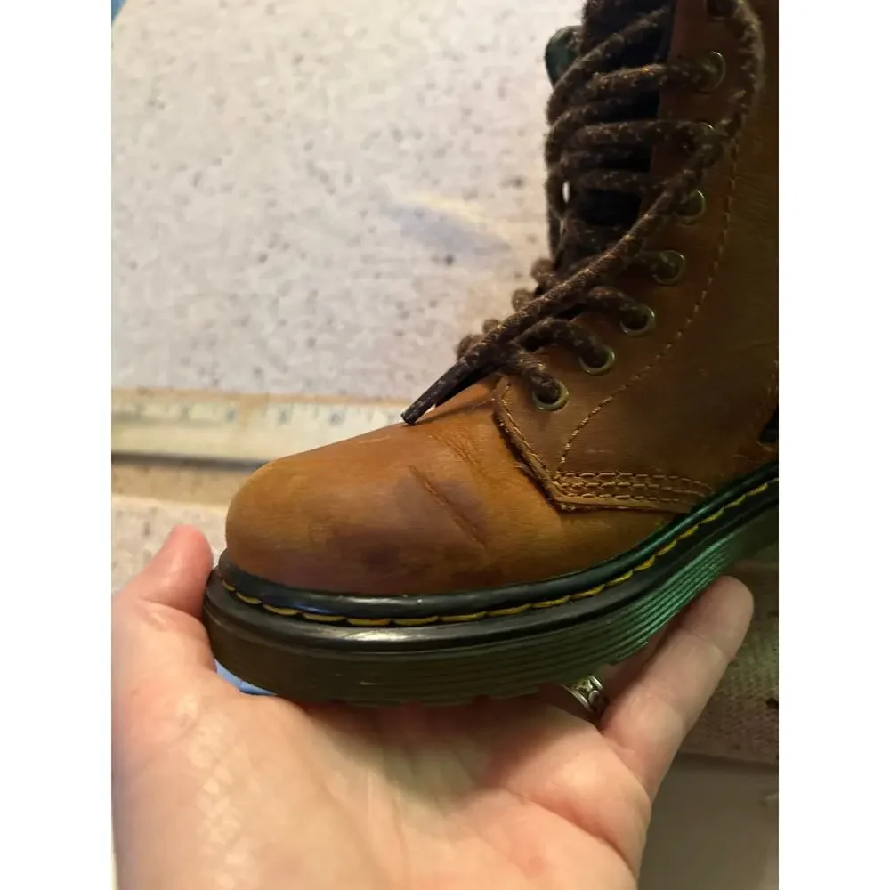 Dr. Marten's Serena Faux Shearling Lined Leather Boots Zip Girls 13 Brown